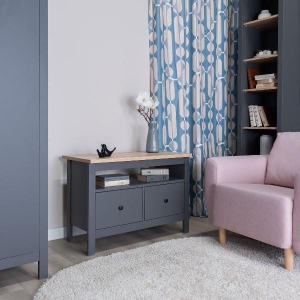 Изображение товара Тумба под телевизор Гуд Лакк САГА 2 ящика, серый/ясень