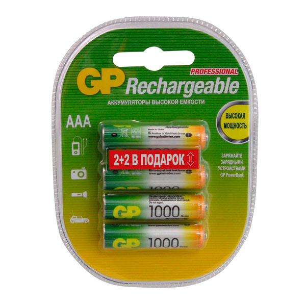 Изображение товара Аккумулятор GP AAA (LR03) 4шт. (100AAAHC3/1-2CR4)