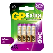 Изображение товара Батарейки GP ААА мизинчиковые алкалиновые Extra Alkaline, набор 4 шт (24AXA21-BC4)
