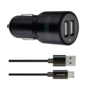 Изображение товара Автомобильное зарядное устройство InterStep 2 USB 2.1A + 2.1A + кабель microUSB