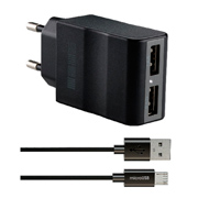Изображение товара Сетевое зарядное устройство с кабелем InterStep 2 USB 2.1A + кабель microUSB