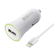 Изображение товара Автомобильное зарядное устройство для Apple InterStep 1 USB 1A + кабель Lightning, White