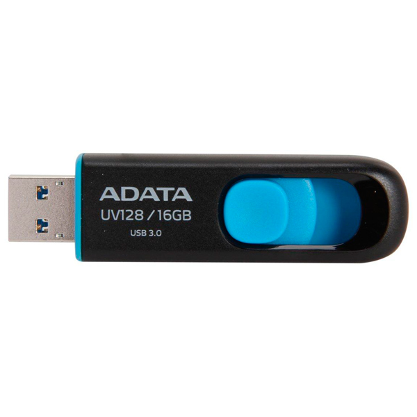 фото Флеш-диск adata uv128 black/blue 16gb (auv128-16g-rbe)