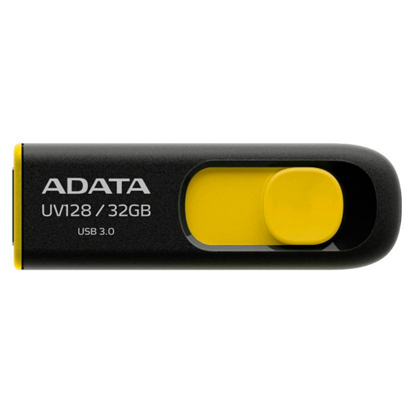 фото Флеш-диск adata uv128 black/yellow 32gb (auv128-32g-rby)