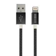 Изображение товара Кабель Lightning InterStep нейлоновый, черный, 1m, сертифицирован MFI