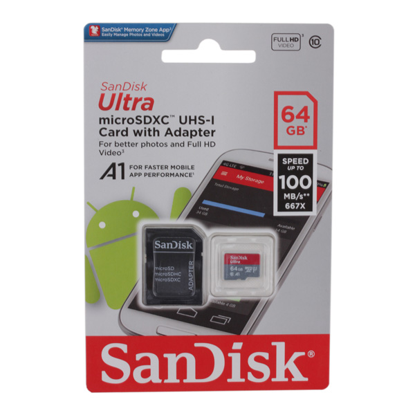 Изображение товара Карта памяти MicroSD SanDisk Ultra 64GB (SDSQUAR-064G-GN6MA)