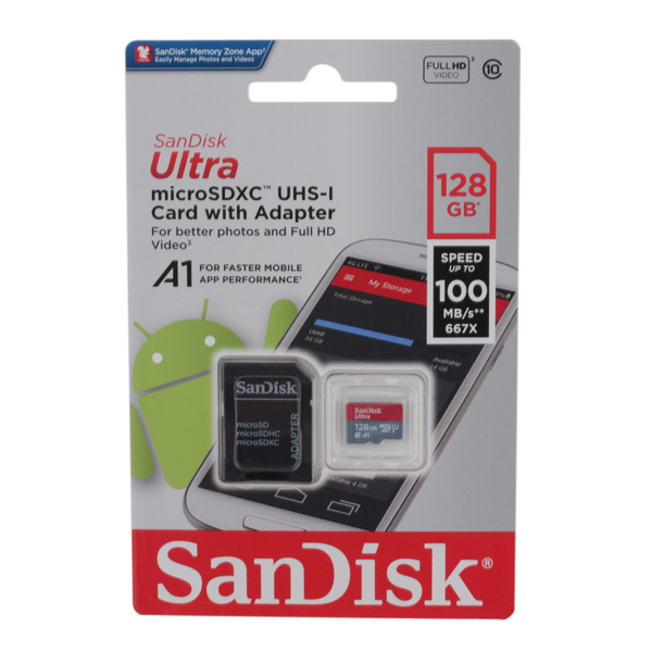 Изображение товара Карта памяти MicroSD SanDisk Ultra 128GB (SDSQUAR-128G-GN6MA)