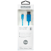 Изображение товара Кабель Qumo MFI 8 pin, 0,15м, тканевая оплетка, Синий