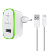 Изображение товара Сетевое зарядное устройство с кабелем Belkin 1xUSB, кабель USB/microUSB папа 2.4A 1.2м White