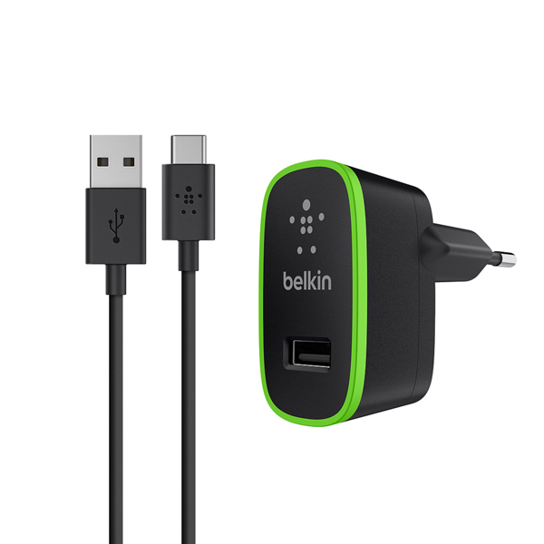 фото Сетевое зарядное устройство belkin 1xusb, кабель usb папа/usb-c папа black