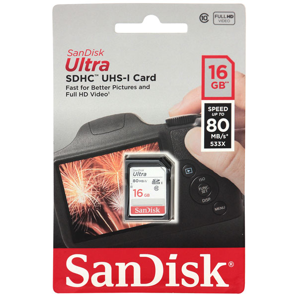 Карта памяти sandisk ultra sdhc 16gb uhs i u1 class10 sdsdunc 016g gn6in