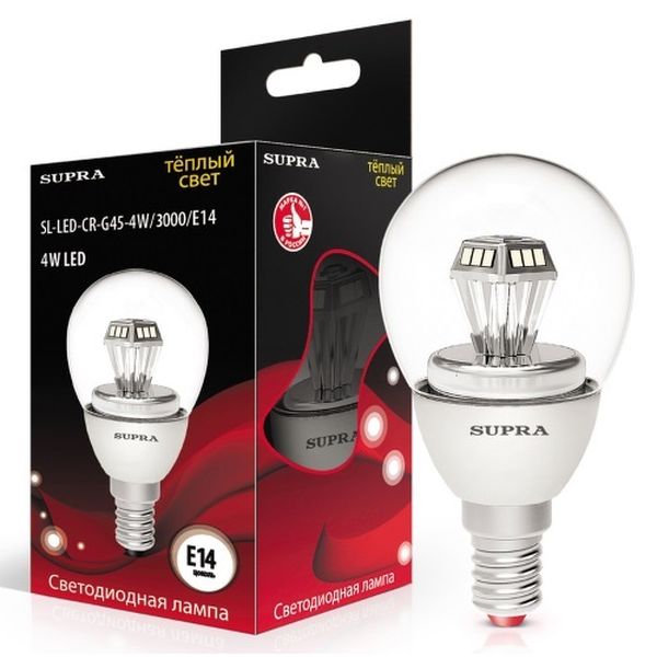 Изображение товара Лампа Supra SL-LED-CR-G45-4W-3000-E14