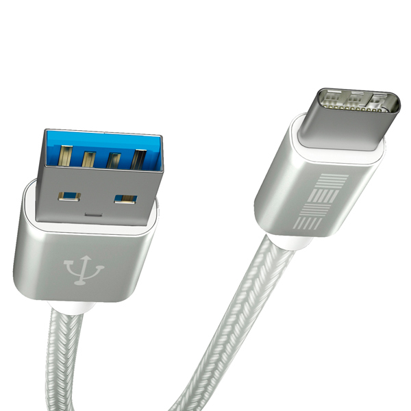 фото Кабель usb type-c interstep typec-usba usb3.0 нейлон 1м m-m silver