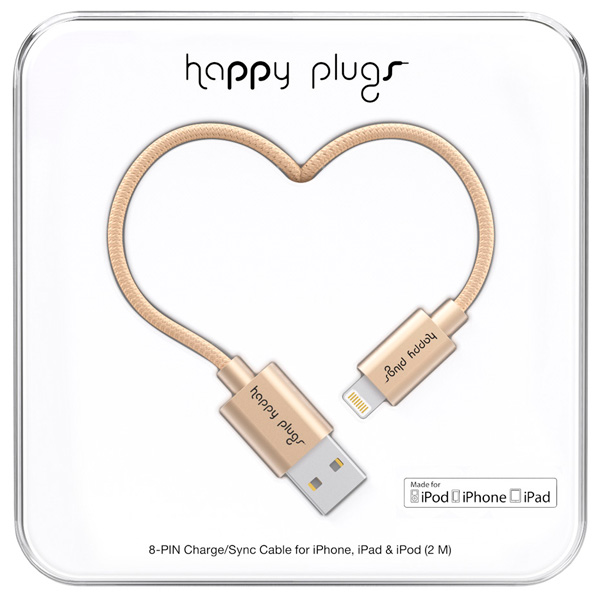 фото Кабель для ipod, iphone, ipad happy plugs 9930 lightning - usb зарядный, champagne