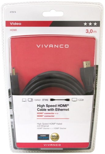Изображение товара Кабель цифровой аудио-видео Vivanco HDMI 1.4 3м (47974)