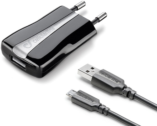 Сетевое зарядное устройство с кабелем Cellular Line USB Kit 5W/1A +MicroUSB,Black(ACHUSBKITMICROUSB2)