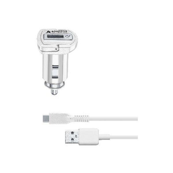 фото Автомобильное зарядное устройство cellular line usb 15w + каб.type-c 1м white (cbrsmkit15wtycw)