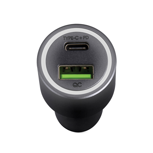 Изображение товара Автомобильное зарядное устройство InterStep RT мет.корп, Type C + USB-A, 42W, Space Gray