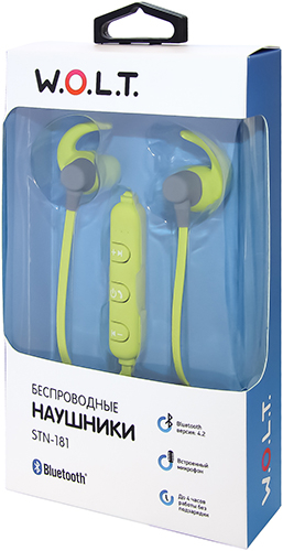 Изображение товара Спортивные наушники Bluetooth W.O.L.T. STN-181 Green