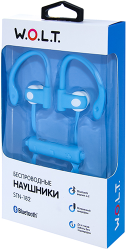 Изображение товара Спортивные наушники Bluetooth W.O.L.T. STN-182 Blue
