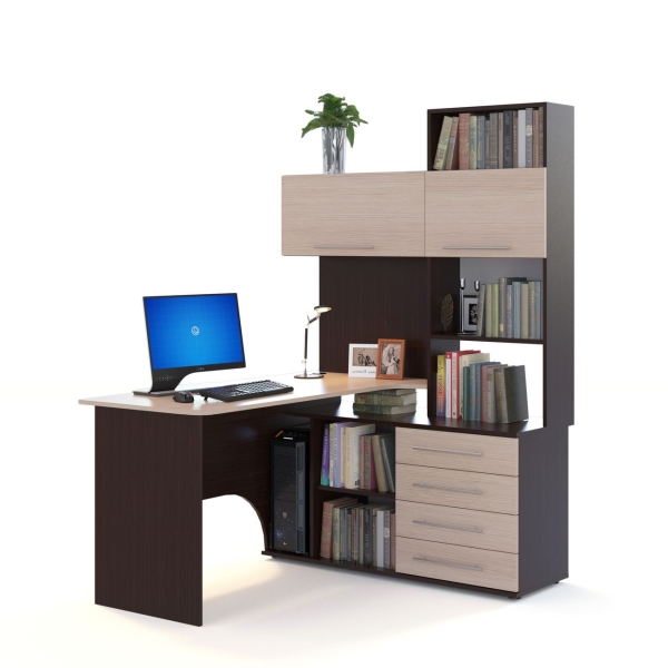 Изображение товара Стол компьютерный Сокол Меб.фабрика КСТ-14 Правый Венге/Беленый дуб