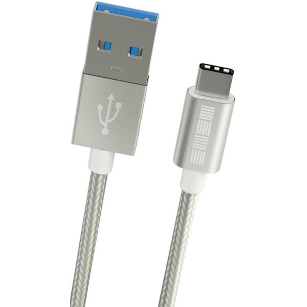 фото Кабель usb type-c interstep typec-usb a usb3.0 нейлон 2.0m silver