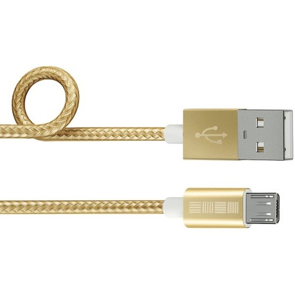 фото Кабель для сотового телефона interstep usb-miсrousb, pvc/nylon, 2м gold