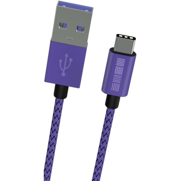 фото Кабель usb type-c interstep typec-usba usb3.0 нейлон 1м m-m ultra violet