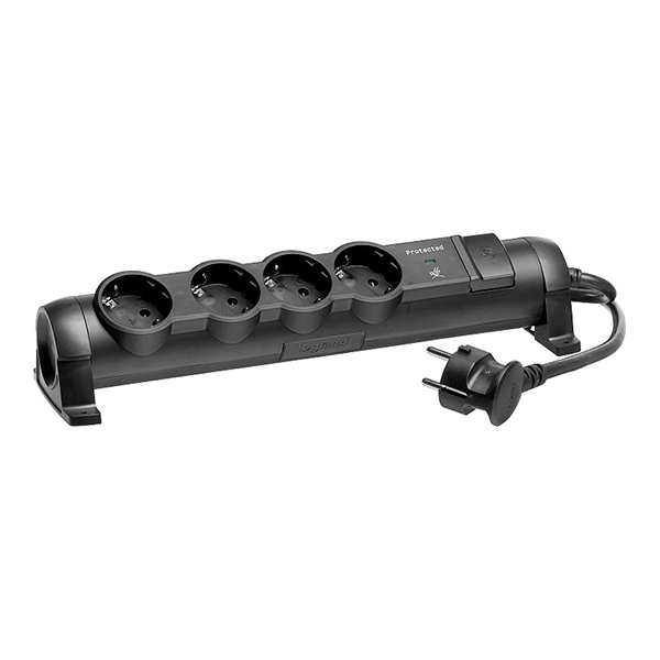 Изображение товара Сетевой фильтр Legrand 4X2К+З 1,5м с УЗИП черный (694611)