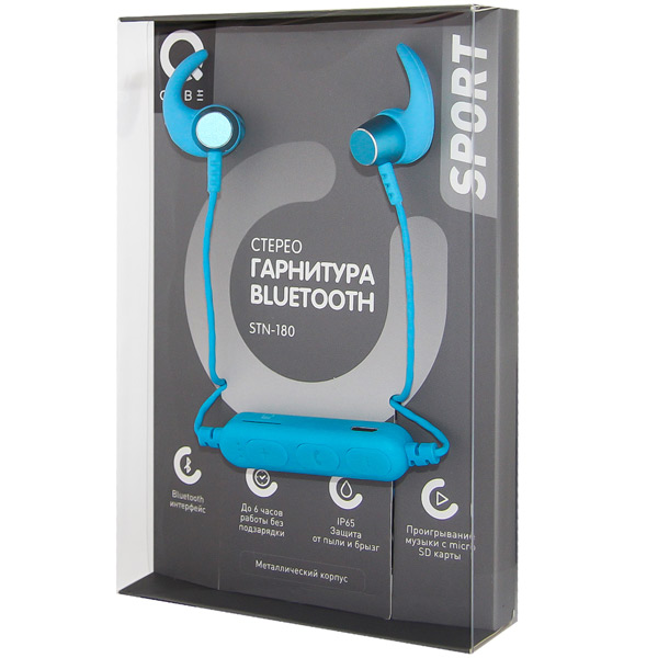 Изображение товара Спортивные наушники Bluetooth QUB STN-180 Blue
