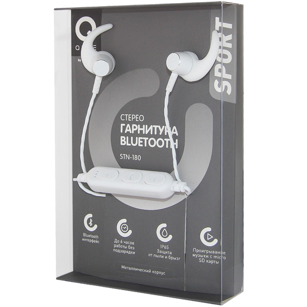 Изображение товара Спортивные наушники Bluetooth QUB STN-180 White