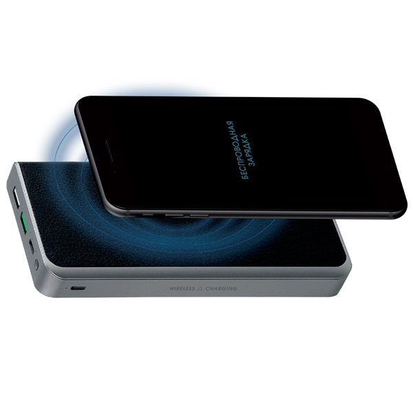 Изображение товара Внешний аккумулятор InterStep PB12Qi 12000mAh QC/PD БЗУ 10W TypeC + 8pin, Black