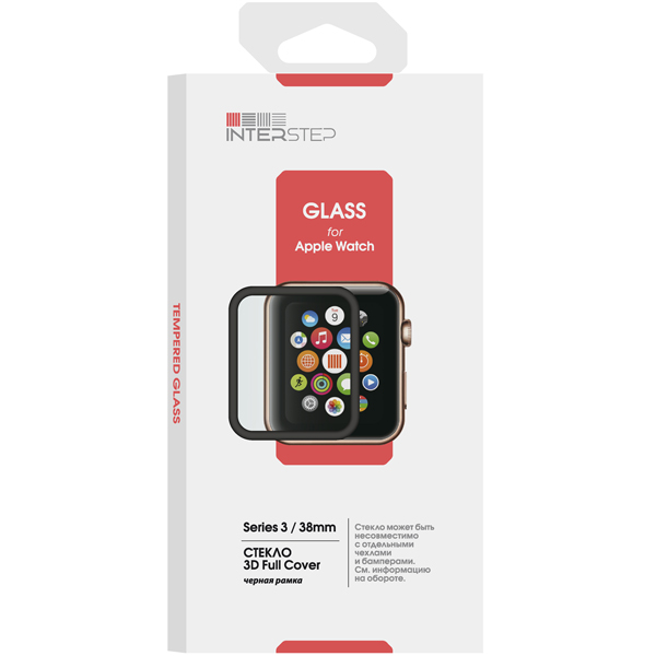 Стекло для Apple Watch InterStep 3D Full Cover для Apple Watch 4 44mm черный