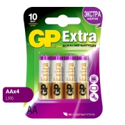 Изображение товара Батарейки GP АА пальчиковые алкалиновые Extra Alkaline, набор 4 шт (15AXA21-BC4)