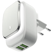 Изображение товара Сетевое зарядное устройство InterStep 2*USB 2,4A Smart LED White/Gray Strip