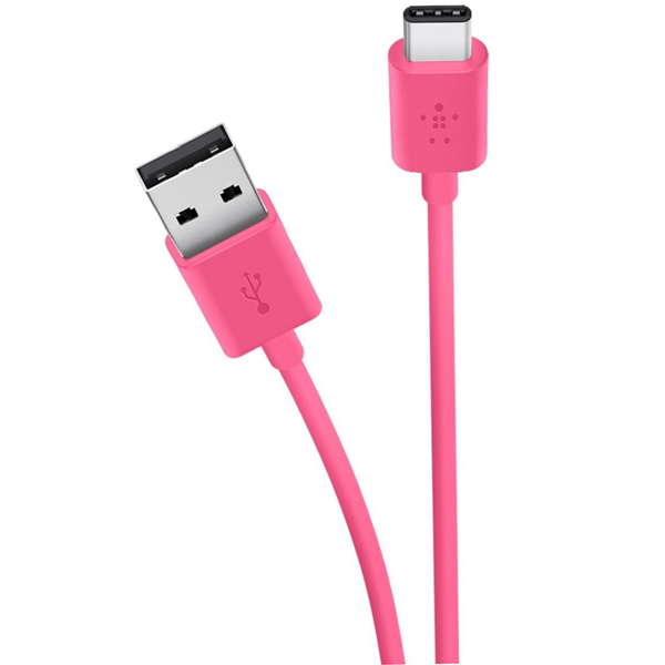 фото Кабель usb type-c belkin usb-c папа/usb-a папа 1,8м pink