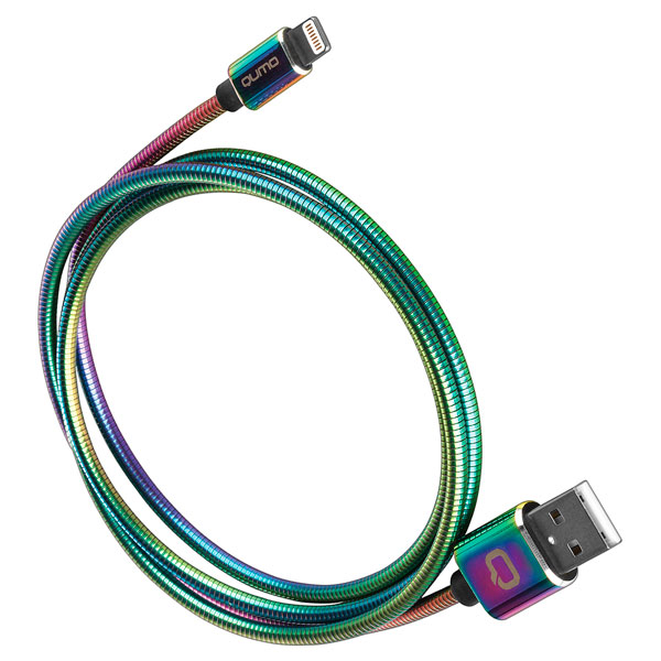 Кабель для iPod, iPhone, iPad Qumo Rainbow USB-Apple 8 pin 1.2м. MFI кабель qumo usb lightning mfi