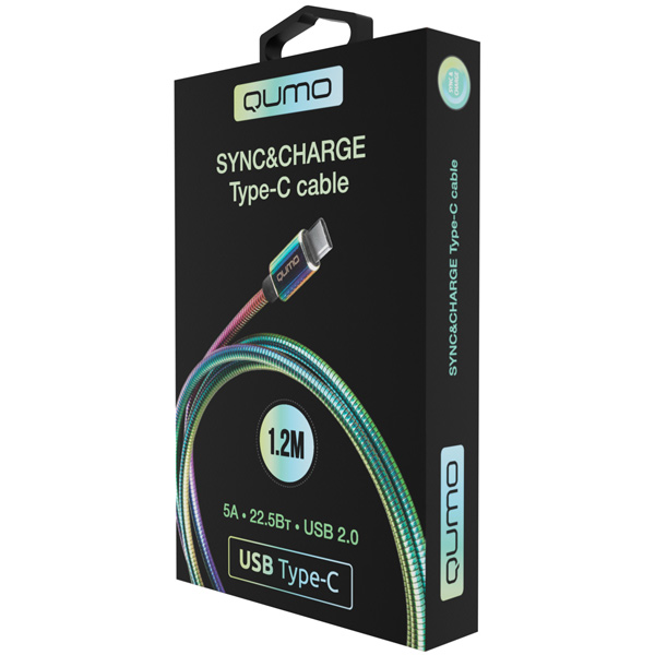 Изображение товара Кабель USB Type-C Qumo 2.0 Rainbow 1.2м