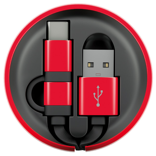 фото Кабель usb type-c interstep 0,9м + microusb, black/red