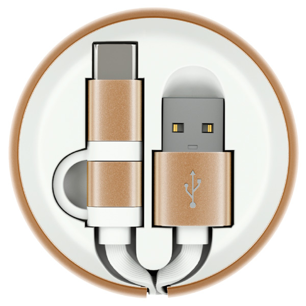 фото Кабель usb type-c interstep microusb+typec usb 0,9м white/gold