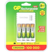 Изображение товара Зарядное устройство + аккумуляторы GP USB + 4 аккум. АA A(HR03) 1000mAh (GP 100AAAHC/CPB-2CR4)