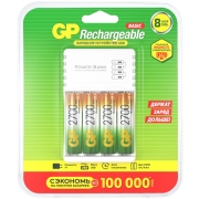 Изображение товара Зарядное устройство + аккумуляторы GP USB + 4 аккум. АA (HR6) 2700mAh (GP 270AAHC/CPB-2CR4)