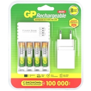Изображение товара Зарядное устройство + аккумуляторы GP USB + 4 аккум. АAА (HR03) 1000mAh + адаптер (GP 100AAAHC/CPBA-2CR4)