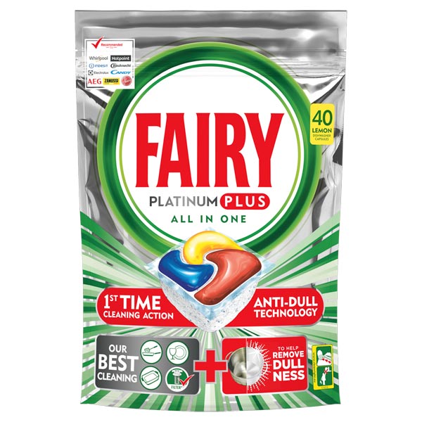 фото Моющее средство для посудомоечной машины fairy platinum plus all-in-one lemon 40 капсул