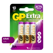 Изображение товара Батарейки GP АА пальчиковые алкалиновые Extra Alkaline, набор 6 шт (15AXA21-BC6)