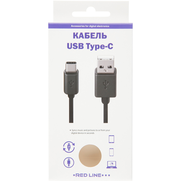 Изображение товара Кабель USB Type-C Red Line 1м, Black (УТ000010553)