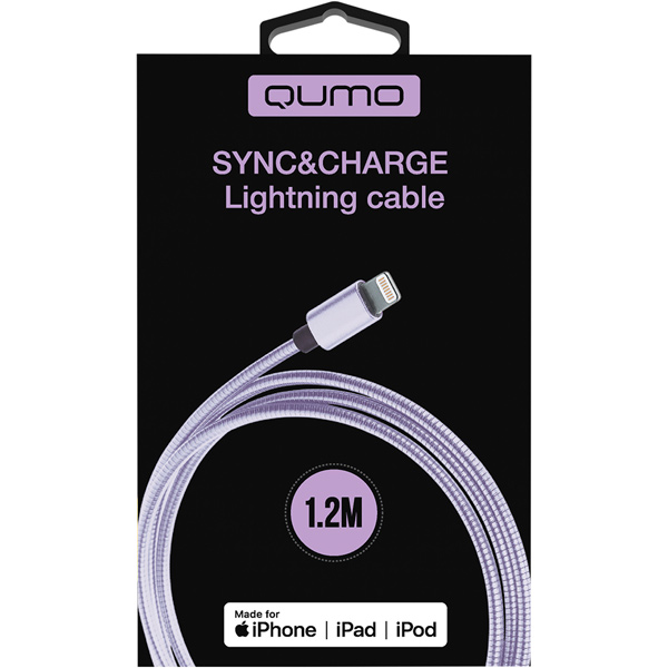 Изображение товара Кабель Qumo 1.2 м MFI USB-Apple 8 pin фиолетовый