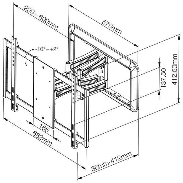 Изображение товара Кронштейн для ТВ наклонно-поворотный Vivanco Titan BFMO 8060 W (39503)