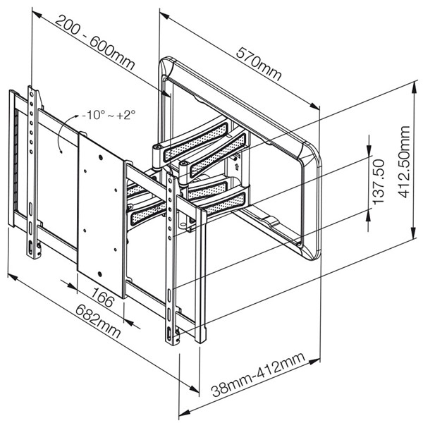 Изображение товара Кронштейн для ТВ наклонно-поворотный Vivanco Titan BFMO 8060 (37989)