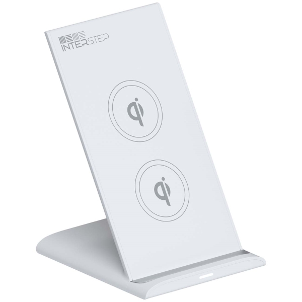 фото Беспроводное зарядное устройство interstep qi wch-2c white + кабель usb/type-c 1,5м